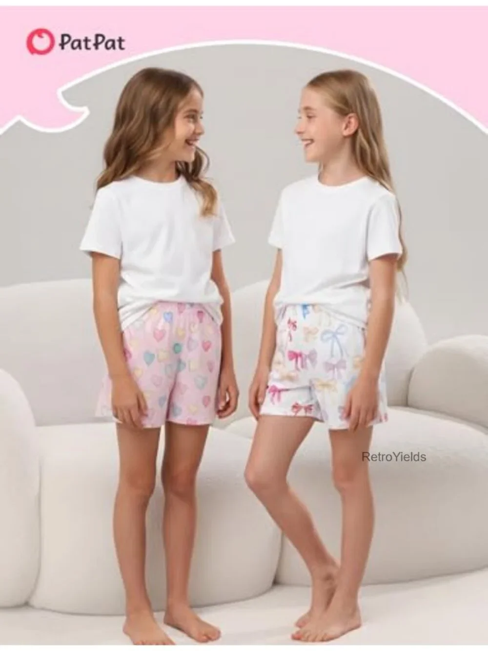 2-Pack Girls Pajama Shorts Soft Loungewear Elastic Waist